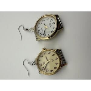 Vintage Timex Watch Earrings Pair Indiglo Quartz Women Jewelry Upcycle